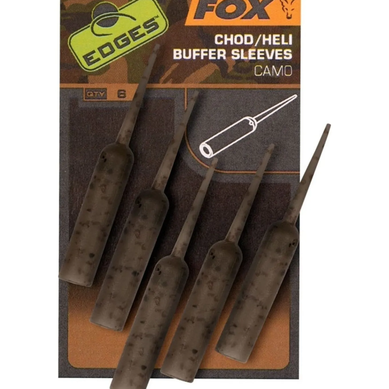 Fox Edges Camo Naked Chod/Heli Buffer Sleeves x6