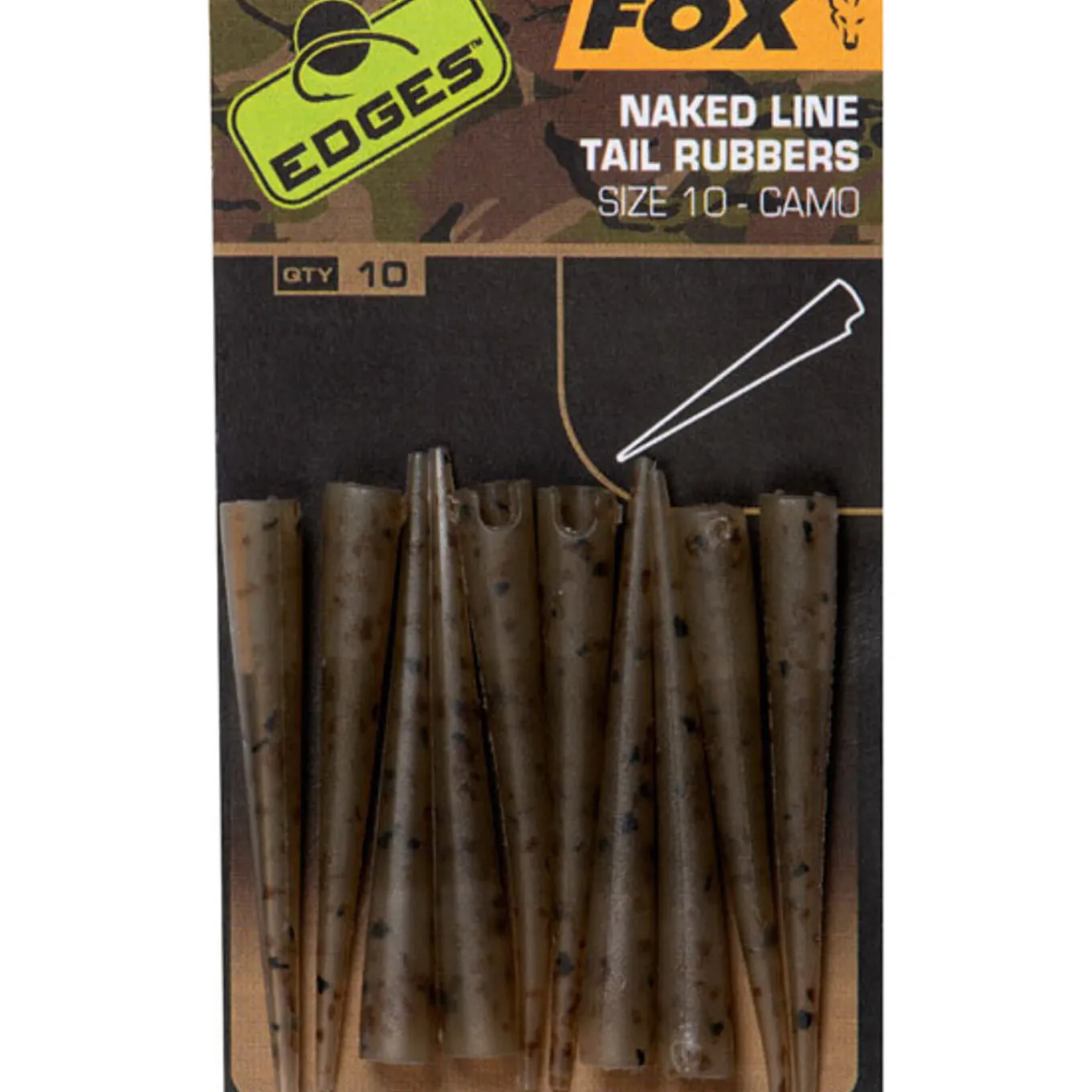 Fox Edges Camo Naked Line Tail Rubbers Size 10