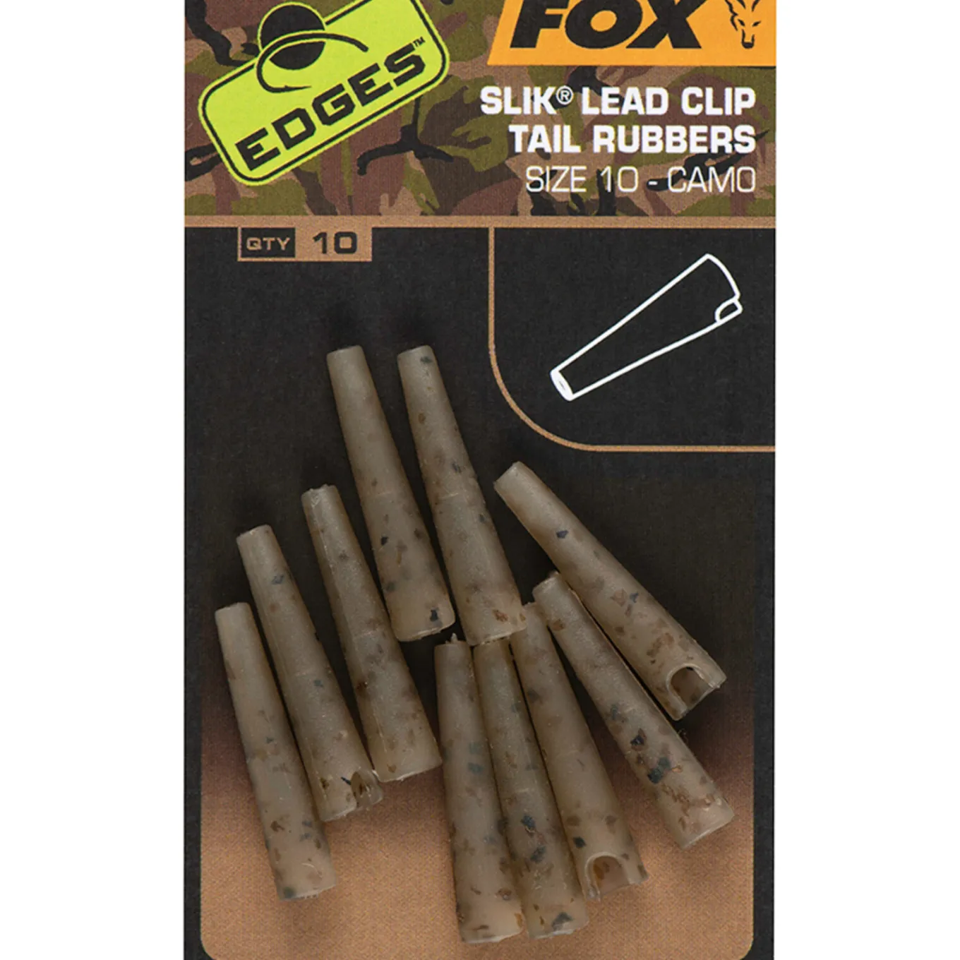 Fox Edges Camo Slik Lead Clip Tail Rubber Size 10