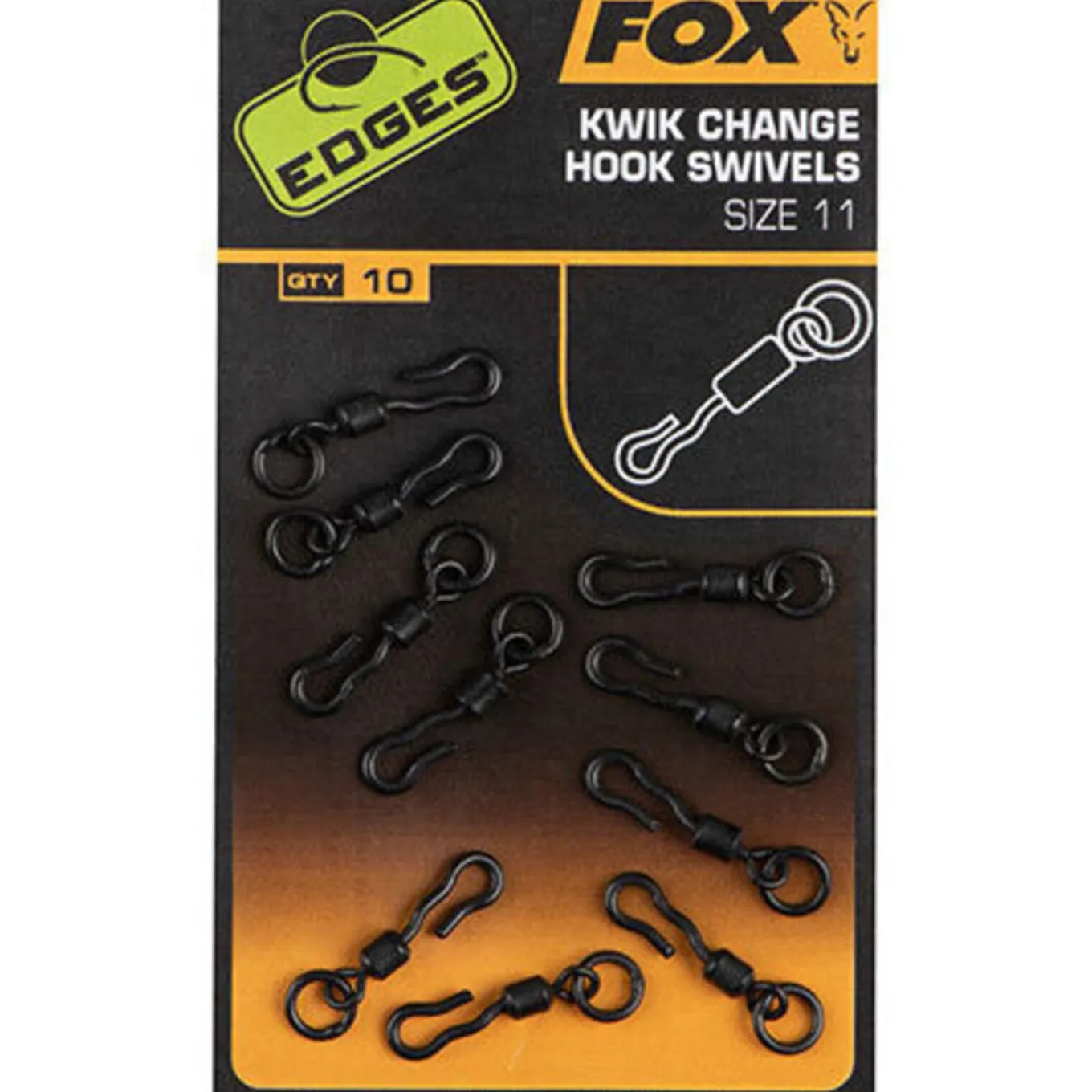 Fox Edges Kwik change hook swivels size 11 10pcs