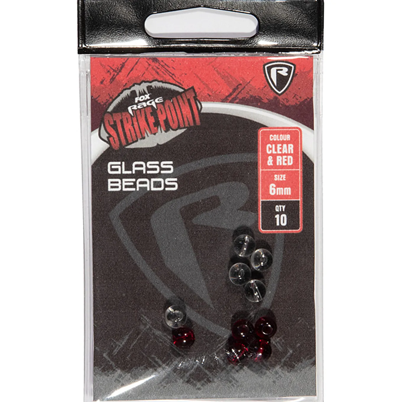 Fox Rage Rage Strike Point 6mm Clear and Red Glass Beads