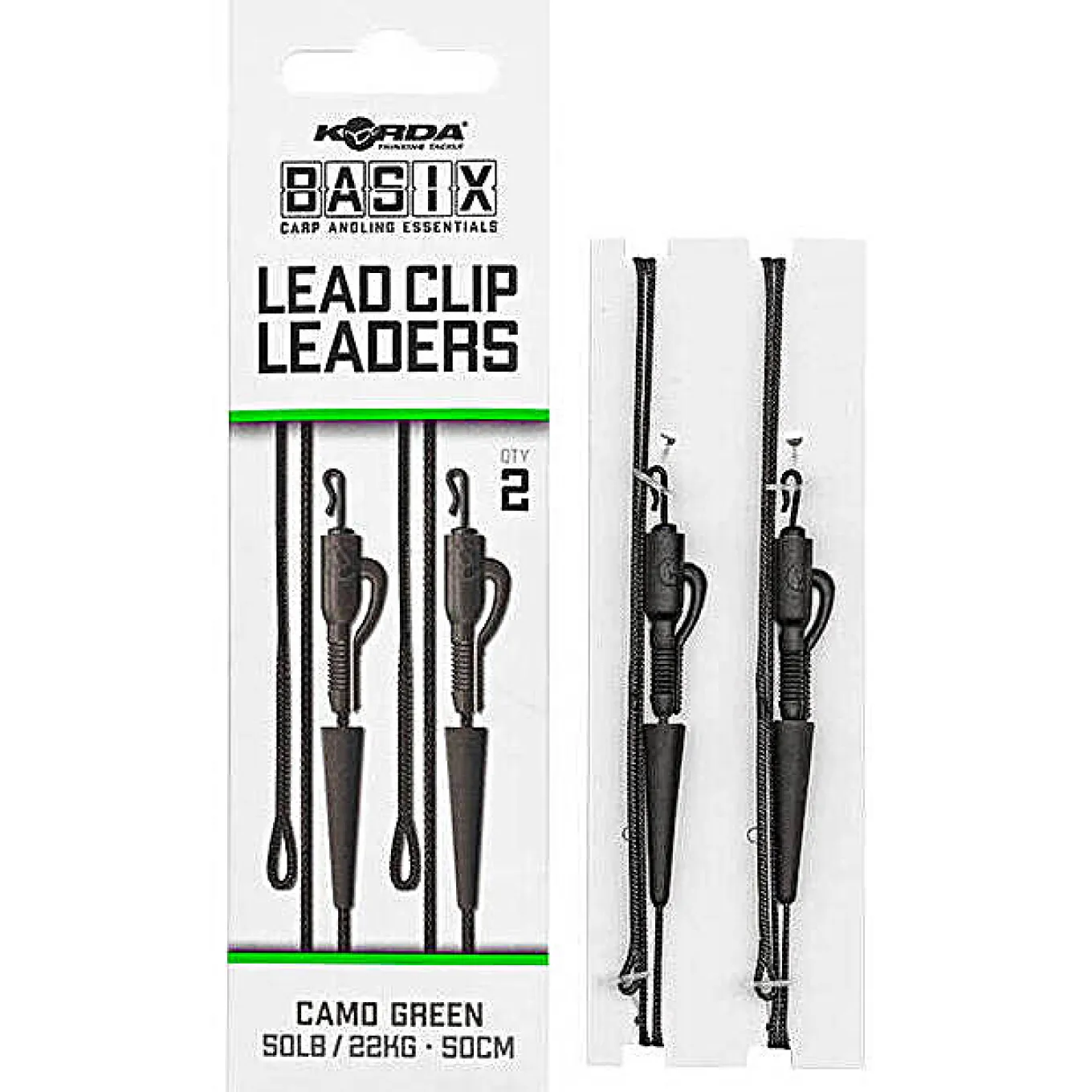 Korda Basix Lead Clip Leaders 50lb 50cm