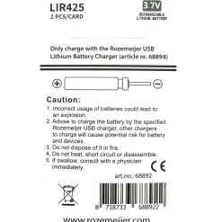 Rozemeijer LIR425 Lithium Battery Pack 2pcs (rechargeable)