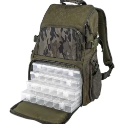 Spro Double Camo Back Pack met 4 Tackleboxen