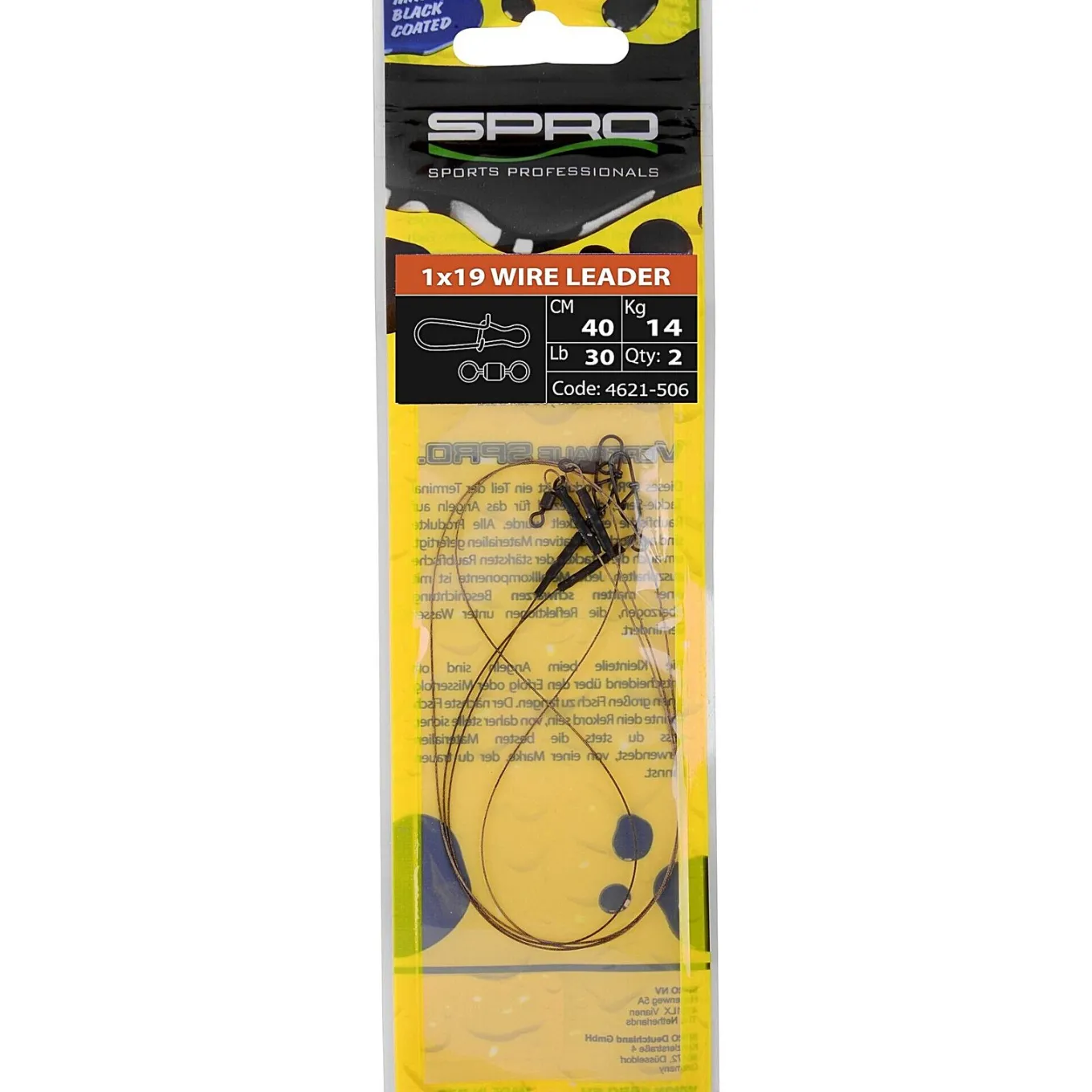 Spro Matt Black Leader 1x19 Wire 0.50mm 14kg 40cm