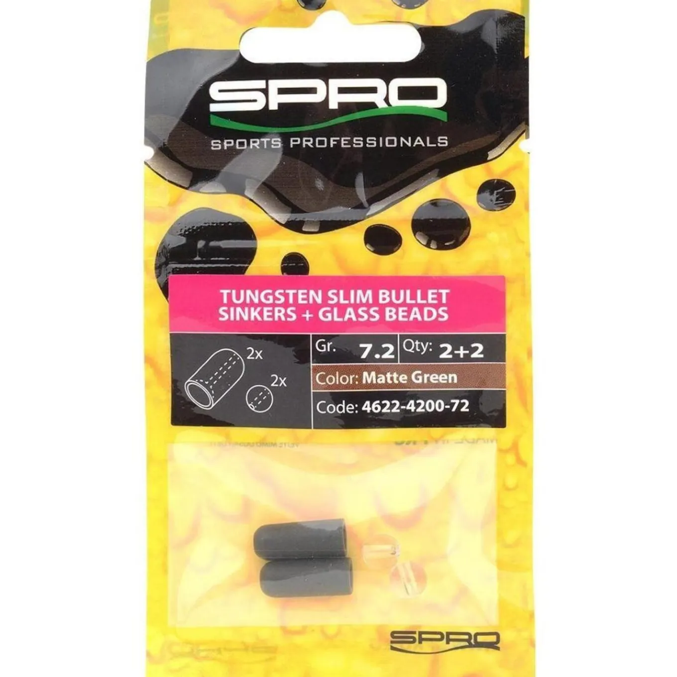 Spro Tungsten Slim Bullet Sinkers 1.8gr Matte Green 3st