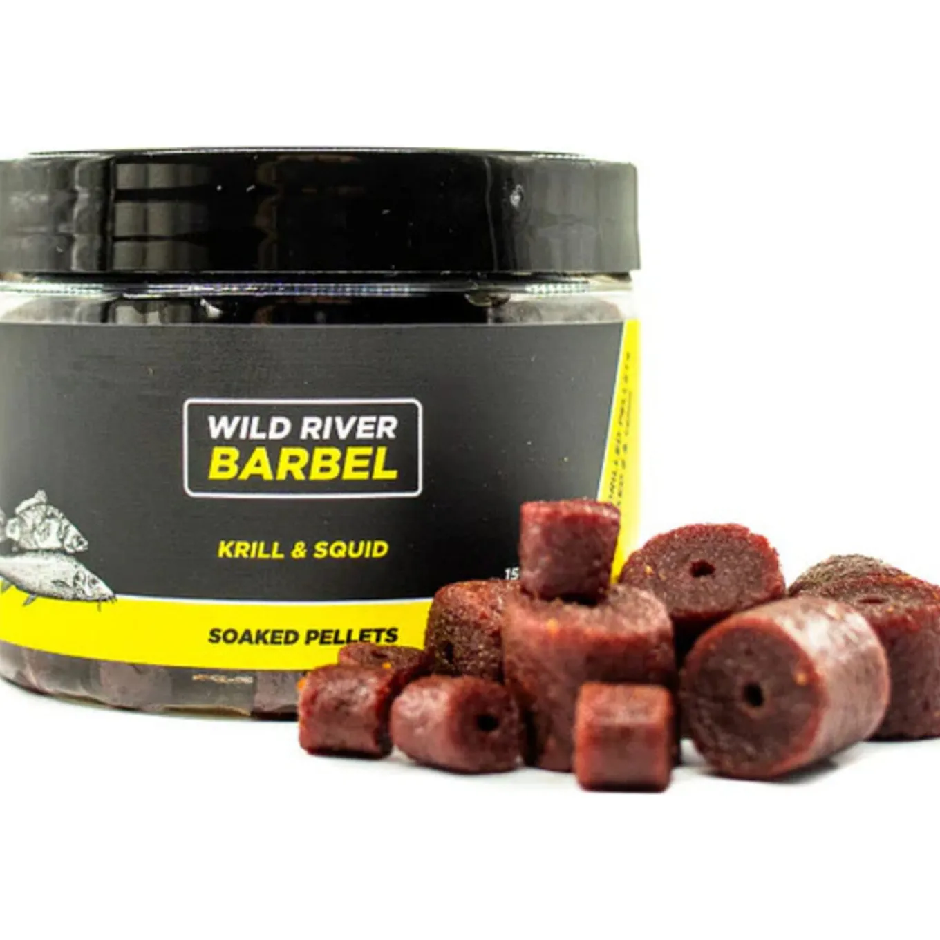 Wild River Barbel Soaked Pellets Krill & Squid 14mm